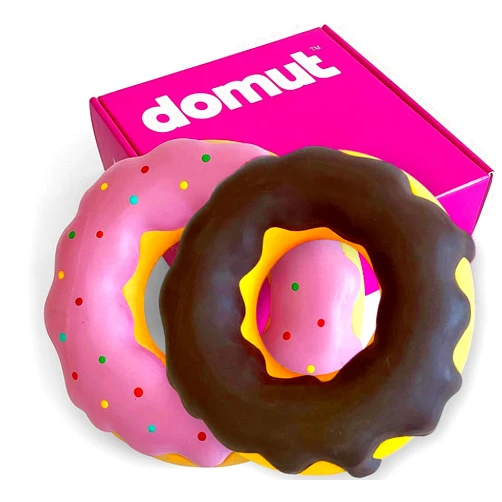 Boof! Toys 2X Domut Bundle (Pink + Brown) - Donut Dog Toys - Dog Toys for Aggressive Chewers - Rubber Dog Chew Toys for Medium, Large Dogs - Tough Dog Toys - Heavy Duty Dog Toy - Dog Birthday Gift