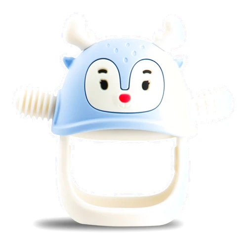 Smily Mia Teething Toys/Teethers for Babies 6-12 Months, Reindeer Baby Chew Toy 3-6 Months for Teething Relief, Get-A-Grip Baby Hand Teether, Silicone Teething Mittens for 0-6Months,Light Blue