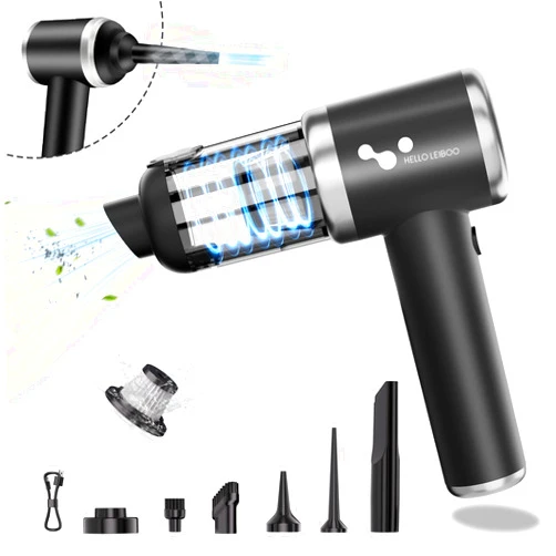 helloleiboo Handheld Car Vacuum Cleaner 16000PA Car Vacuum Portable Cordless 120W High Power 4-in-1 Mini Car Vacuum Cleaner Rechargeable & Air Duster Multi-Nozzles for Car Home Office Pet（Black）