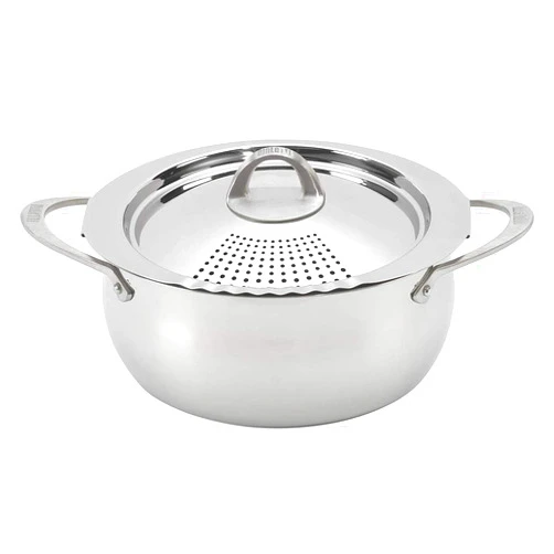 Bialetti 6 Quart Pasta Pot with Strainer Lid, Stainless-Steel – Elongated Oval Pot for Long Spaghetti, Lasagna, Penne & Farfalle, Heat Resistant Handles & Nonstick Interior, Large Pot for Cooking