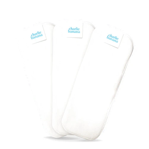 Charlie Banana Baby Super Absorbent Deluxe Reusable and Washable Fleece Inserts for Cloth Diapers, Newborn/Booster Size, 3 Pack