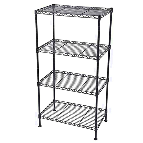 Vacclo 4-Tier Wire Shelving 4 Shelves Unit Metal Storage Rack Durable Organizer Perfect for Pantry Closet Kitchen Laundry Organization in Black,19.7”Lx11.8”Wx31.5”H