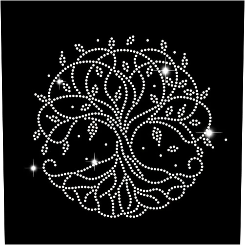 ORIGACH Tree of Life Rhinestone Iron on Hotfix Transfer Decal Bling Clothing Repair Decoration for T-Shirt Jacket Bags Garments DIY Accessories