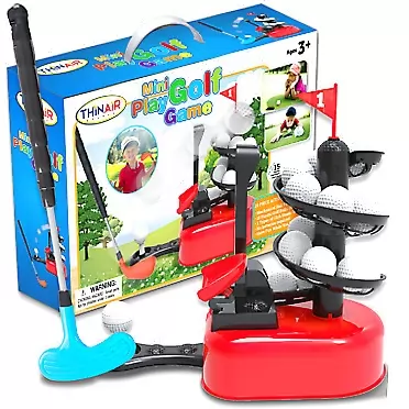 Nature Bound Kids’ Golf Set for Boys & Girls | Durable Plastic Indoor & Outdoor Set Comes with 15 Kids’ Golf Balls, Mechanical Tee & Kids’ Golf Club with 3 Clubheads for Lefthand & Righthand Play