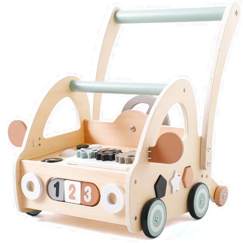 Promise Babe Wooden Baby Push Walker Walking Toys Learning to Walk, Activity Walker for Baby Boys and Girls, Multiple Activities Center Fine Motor Skills Toy
