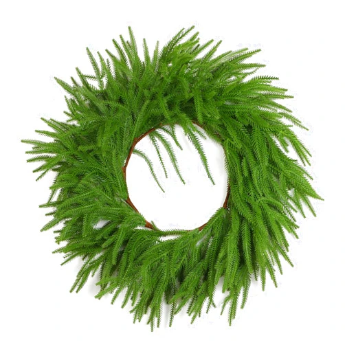 UXORSN 24 Inch Christmas Wreaths for Front Door,Real Touch Artificial Norfolk Pine Wreath Christmas Decorations Large Greenery Garland for Wall Windows Fireplace Farmhouse Indoor Outdoor Xmas Decor