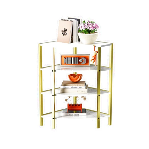 Tinblin Corner Shelf Stand with 4 Tier Open Shelf, Industrial Bookshelf with Metal Frame, Storage Rack for Small Space Living Room, Bedroom (31 Inches)