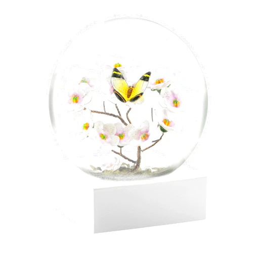 CoolSnowGlobes Butterfly on Branch Cool Snow Globe