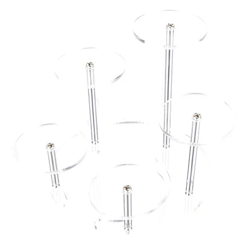 FINGERINSPIRE 5.5x5.3x4.3inch Transparent Acrylic Jewelry Display Stands with 5 Circular Layers Rotating Rings Holder Moon Shape Base Jewelry Organizer Decorative Display Pedestals for Cosmetics