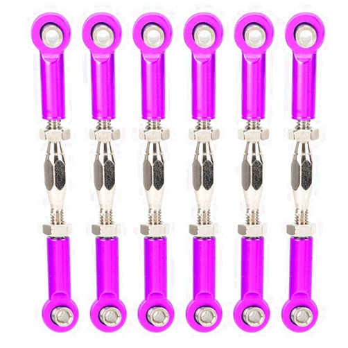 Tbest RC Pull Rod, 6Pcs Adjustable Servo Links Tie Rod RC Car Linkage Aluminum Alloy Turnbuckle Rod Linkage Set for RC Hobby Car Model() Turnbuckle Rod Linkage Rc Car 50Mm Turnbuckle