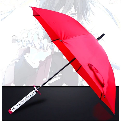 Sayustore Anime Umbrella Long Handle Umbrella for Demon Slayer Sunny and Rainy Day Dual-Use Umbrella, Tomioka Giyuu, Samurai Personality Creative Umbrella Parasol Cos