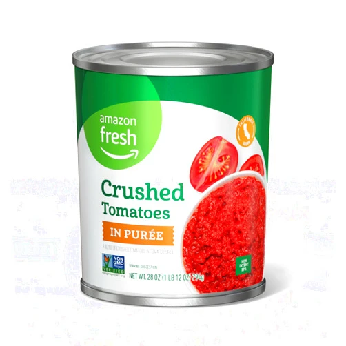 Amazon Fresh, Crushed Canned Tomatoes in Purée, 28 Oz (Previously Happy Belly, Packaging May Vary)