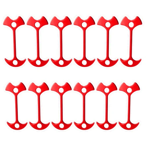 WLBON 12 Pcs Tent Stakes Pegs Anchor Deck Nail Aluminum Guyline Cord Adjuster Camping Hiking Outdoor Awning Anchor Hook 3.0