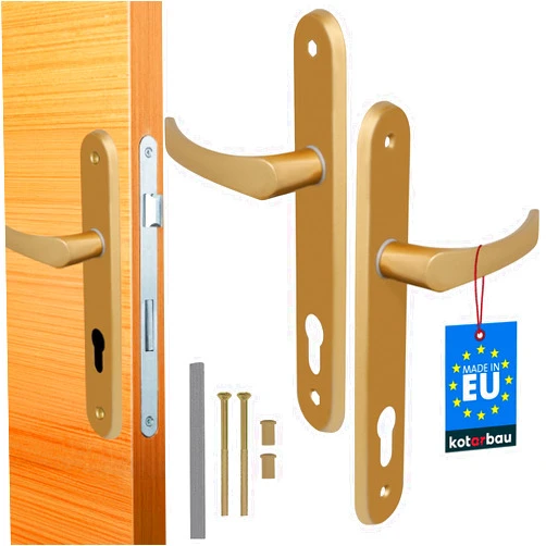 KOTARBAU® Door Handle 90 mm Right Left for Profile Cylinder Gold Door Fitting Door Handle Door Handle Set Room Door Latch Aluminium
