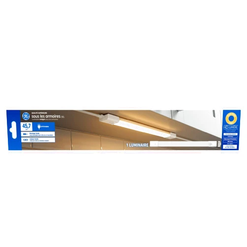 GE LED Undercabinet Light Fixture, Linkable Integrated Plug-In Fixture, Warm White, 18in (1 Pack)