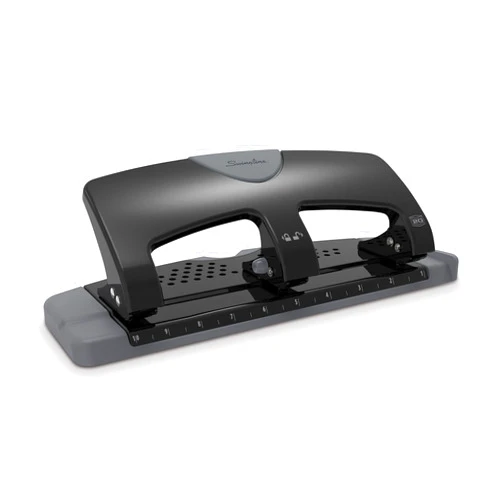 Swingline 3 Hole Punch, 20 Sheet Capacity Three Hole Puncher 3 Ring, Paper Punch, SmartTouch Low Effort, Black & Silver (74133)