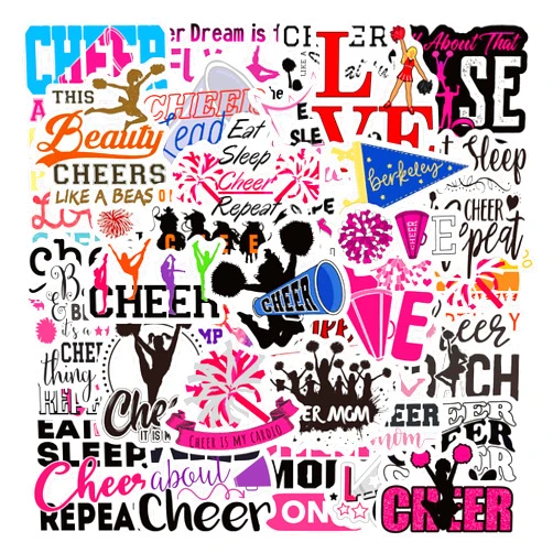 Famnaer Cheerleader Stickers, 60PCs Cowboy Cheer Sweetheart Stickers, Vinyl Decals, Laptop Water Bottle Stickers, Gift & Party Favor Stickers for Hydro Flask, Planner, Skateboard, Stickers for Kids[Cheer60]
