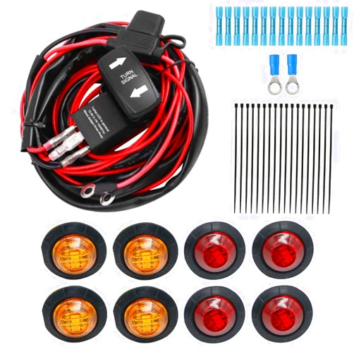 TGGKKPARTS Universal Rocker Switch Turn Signal Street Legal Kit (Vertical Backlit Green) for ATV UTV Side by Side Turn Signal Light Flasher Relay Wire Harness,for Polaris RZR Ranger Turbo Can-Am