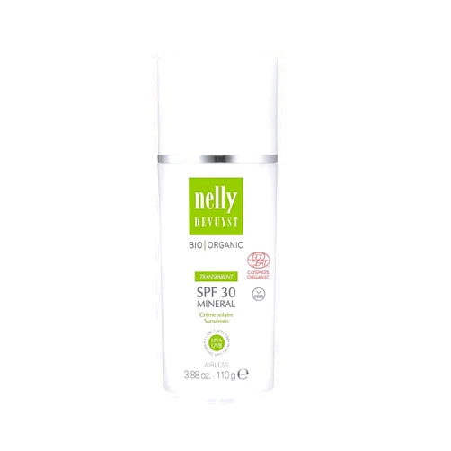 Nelly De Vuyst Cosmos Organic Ecocert Certified. Vegan Certified. Nelly De Vuyst Bio Organic Transparent SPF 30 Mineral Sunscreen Airless 3.88 oz