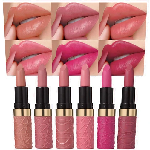 evpct 6Pcs Nude Brown Pink Purple Rose Red Mauve Matte Lipstick Sets for Women Velvet Lipstick Long Lasting Waterproof 24 Hours Lip Stick Stain Makeup Gift Sets labiales mate 24 horas originales A