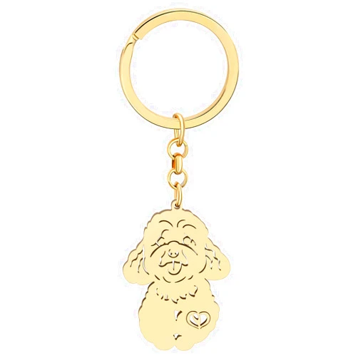 LONYOO Stainless Steel Cute Poodle Dog Keychain Accessories Goldendoodle Gifts for Dog Lovers Women Girls Keys Purse Charms