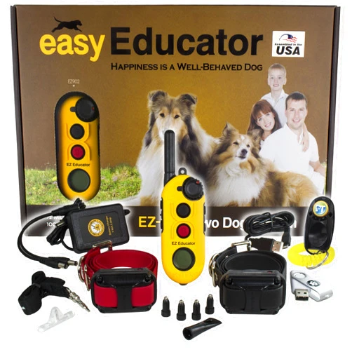Educator EZ-902 E Collar for Dog Training with Remote - 1/2 Mile Range, Waterproof, 256 Blunt Stimulation Levels, Tone or Vibration Mode, Night Light for Small, Medium & Large Dogs (2 Dogs)