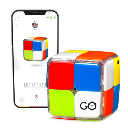 GoCube 2x2 - The First Ever 2x2 Connected Cube That Allows You to Learn How to Solve The Cube! App-Enabled STEM Puzzle That Fits All Ages and Capabilities. Free App.