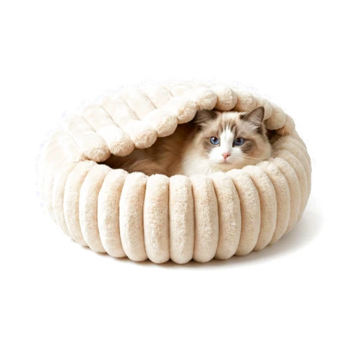 WgoogW Cat Beds for Indoor Cats, Small Dog Bed-Beige Pink-20 inches