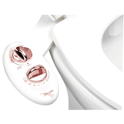 LUXE Bidet NEO 120 - Self-Cleaning Nozzle, Fresh Water Non-Electric Bidet Attachment for Toilet Seat, Adjustable Water Pressure, Rear Wash (Rose Gold)
