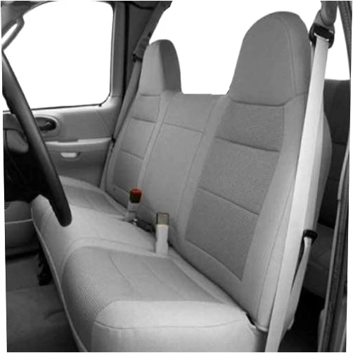 RealSeatCovers 3 Layer Seat Cover for 1992-2010 Ford F150 F250 F350 F-Series Front Solid Bench Thick F23 Molded Headrest Belt Cutout Exact Fit (Gray)