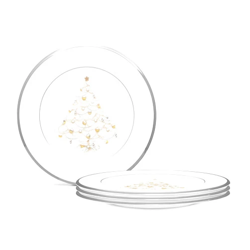 Noritake Palace Christmas Platinum Holiday Accent Plates, Set of 4, White, 2