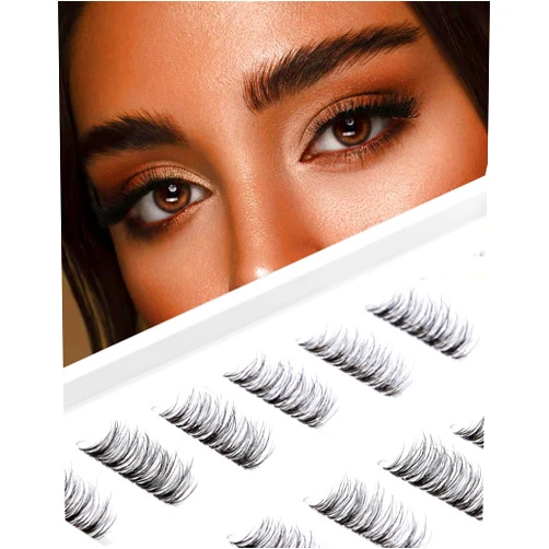 Jiocolor Cluster Lashes Natural Look 11-13MM Small False Eyelashes Wispy Clear Band Individual Half Lashes That Look Like Extensions DIY 3/4 Eyelashes Extension 7 Pairs