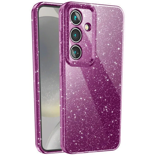 CUZMIGO Sparkly Case for Samsung Galaxy S24 Plus, Cute Neon Bright Color, Glitter Bling Thin Slim Shockproof Silicone Sparkly Case, Soft TPU Phone Case for Women and Girls, Dark Purple