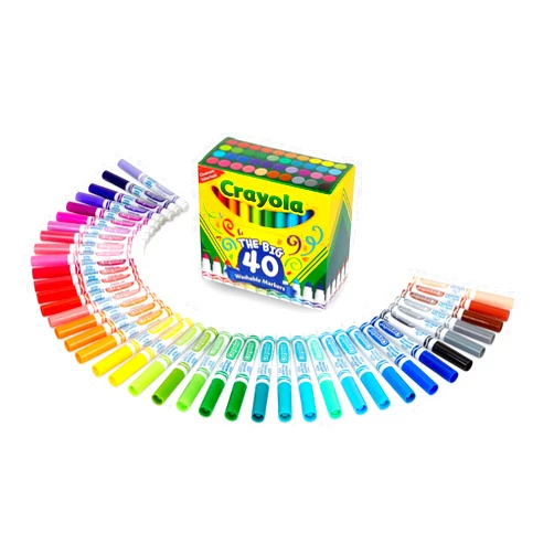 Crayola Ultra Clean Washable Markers (40ct), Coloring Markers for Kids, Coloring Book Marker Set, Gifts for Kids, Ages 3+