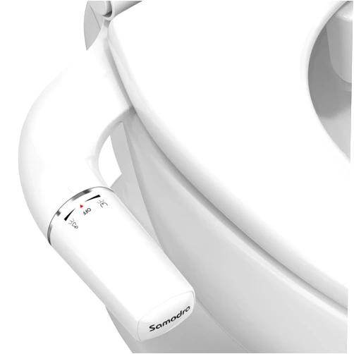 SAMODRA Ultra-Slim Bidet Attachment for Toilet - Dual Nozzle (Frontal & Rear Wash) Hygienic Bidets for Existing Toilets - Adjustable Water Pressure Fresh Water Toilet Bidet - Easy to Install