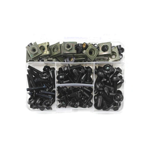 REWOLFNUS Universal Fairing Bolt Kit 177 Pcs Screws Colorful Fasteners Fixing Sportbike Bolts Fairing for Most Motorcycle(Black)
