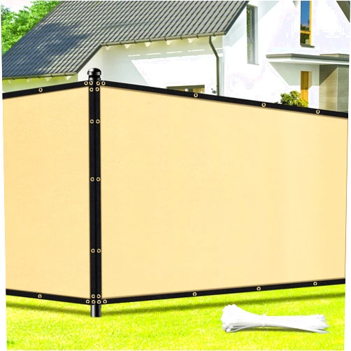 EcRonadX Privacy Fence Screen, 4×50ft Heavy Duty Fencing Commercial Windscreen Cover, Fabric Shade Tarp Netting Mesh with Chain Link 90% Blockage UV Outdoor Shade Netting for Garden Yard Patio - Sand