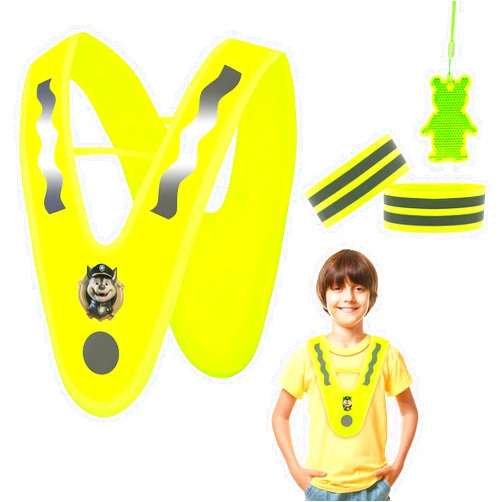 Essoy Reflective Vests for Kids Chidren Students,Warning Safety Vests,2 Reflective Bracelets,V-Shape Night Warning Reflector Vest for Outdoor Running,Walking,Cycling,Traffic