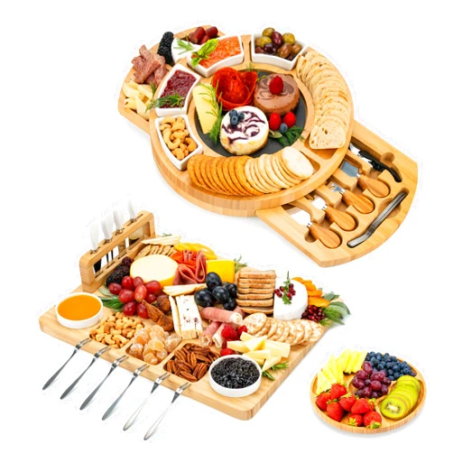 SMIRLY Charcuterie Boards Gift Set: Large Bamboo Cheese Board Set - Unique for Women - House Warming Gifts New Home, Wedding Gifts for Couple, Bridal Shower Gift