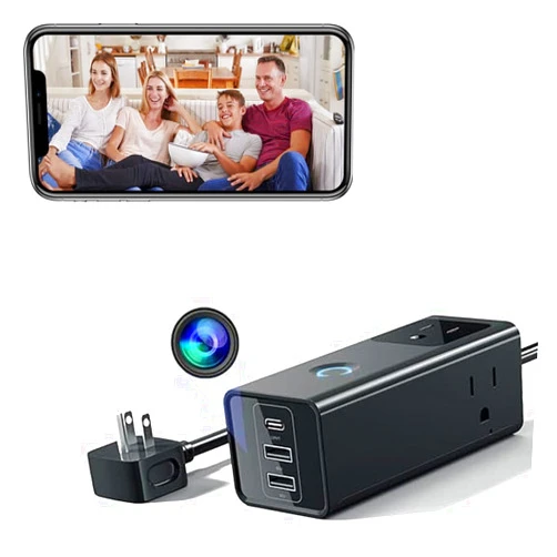 MINICATCHER Charger Hidden Camera Table Outlet HD 1080P WiFi Nanny Cam with Video and Motion Detection Spy Cameras for Home Security Indoor/Outdoor