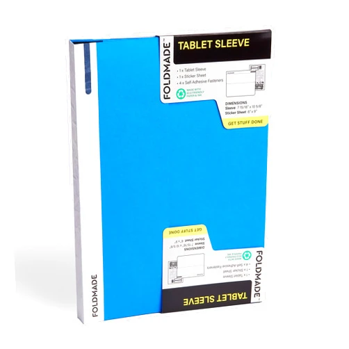 heb Foldmade Paperboard Tablet Sleeve - Pool Blue, Magnetic Closure, Water Resistant Cover, Sticker Sheet