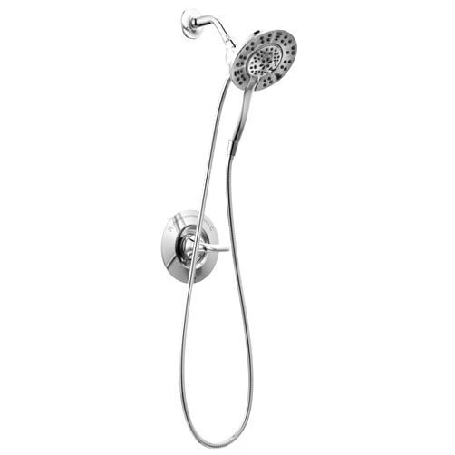 Delta Faucet Arvo 14 Series Single-Handle Shower Faucet, Shower Trim Kit with 4-Spray In2ition 2-in-1 Dual Hand Held Shower Head with Hose, Chrome 142840-I (Valve Included)