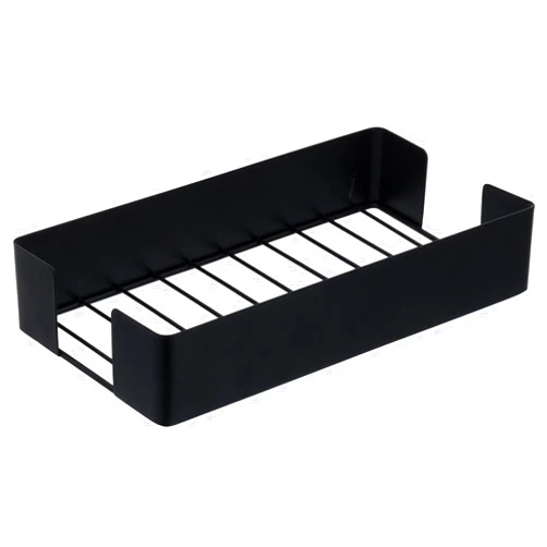 MyGift Modern Matte Black Metal Guest Bathroom Countertop Folded Paper Towel Holder, Commercial Disposable Napkin Storage Tray for Sink Counter Vanity Table