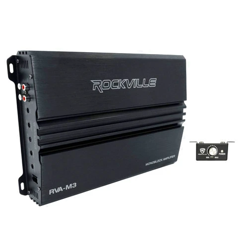 Rockville RVA-M3 V2 4000w Peak/1000w RMS @ 1 Ohm Amplifier Mono Car Amp+Remote