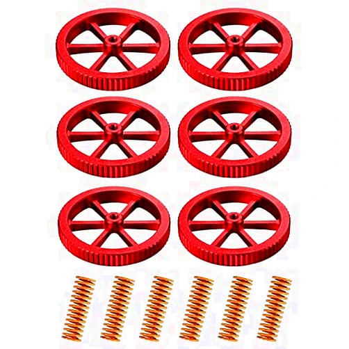 Lysee Aluminum Hand Twist Leveling Nut and Hot Bed Die Springs Printer Compression Springs Compatible (12 Pieces) - (Color: Red)