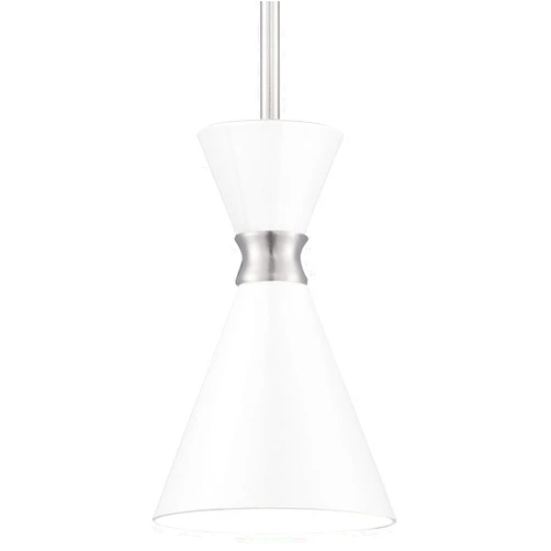 GEORGE KOVACS P1821-44F Conic Mini Pendant, 1-Light, 100 Total Watts, 9.38-in H x 5.5-in W, Glitter Gloss White