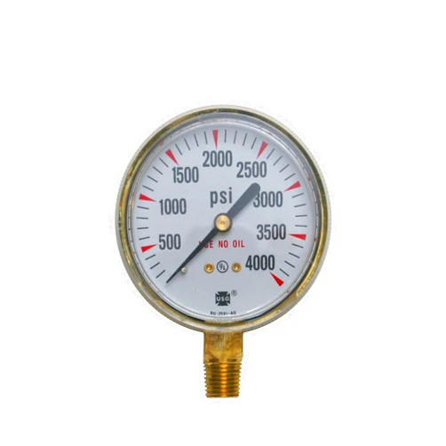 U.S. Gauge Ametek USG Model P-601 2.5in 0-4000 PSI Brass Compressed Gas Pressure Gauge