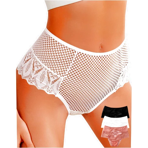 OLIKEME High Waisted Bikini Underwear for Women Tummy Control Sexy Lace Lightweight Ladies Panties Briefs 3pack