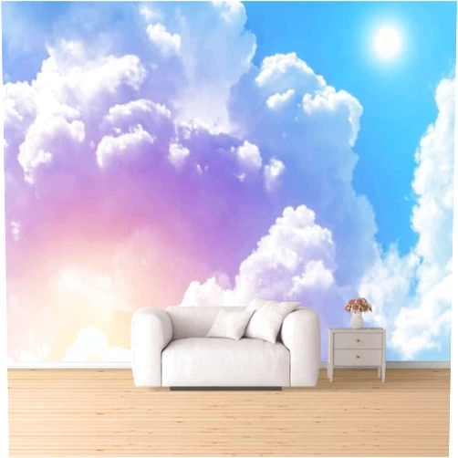 KHA44DFRGV Sun and Cloud with a Pastel Colored Peel & Stick Wallpaper Removable Self-Adhesive Large Wallpaper Roll 3D Wall Mural Sticker Home Decor for Living Room Bedroom