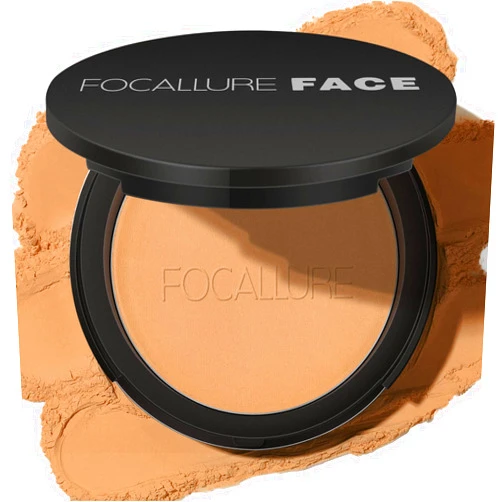 FOCALLURE Flawless Pressed Powder, Control Shine & Smooth Complexion, Pressed Setting Powder Foundation Makeup, Portable Face Powder Compact, Long-Lasting Matte Finish, Sand
